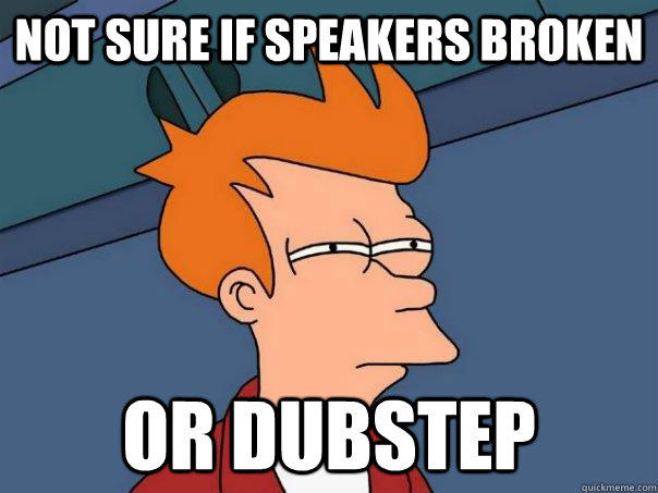 Not sure if speakers broken Or dubstep  Futurama Fry