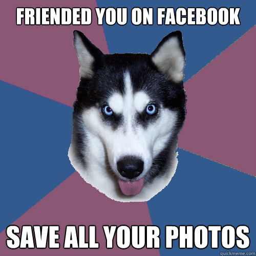 Friended you on Facebook Save all your photos  Creeper Canine