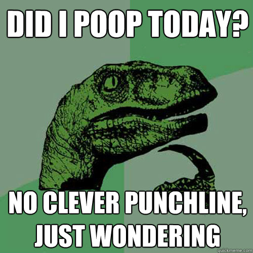 Did I poop today? No clever punchline, just wondering  Philosoraptor