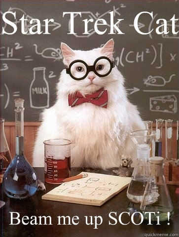 Star Trek Cat Beam me up SCOTi !  Chemistry Cat