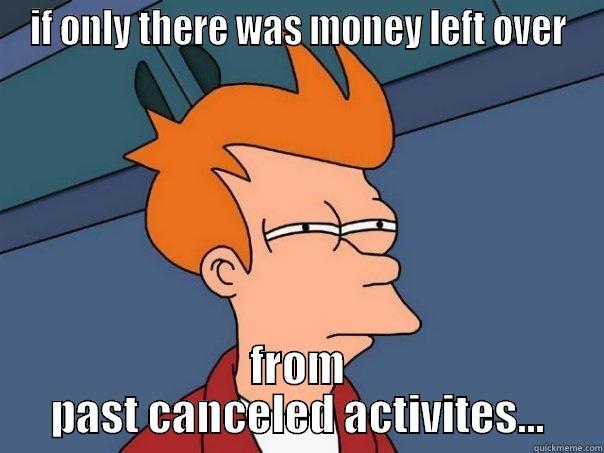 IF ONLY THERE WAS MONEY LEFT OVER FROM PAST CANCELED ACTIVITES... Futurama Fry