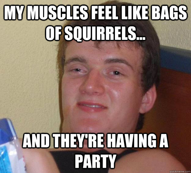 My muscles feel like bags of squirrels... and they're having a party - My muscles feel like bags of squirrels... and they're having a party  10 Guy