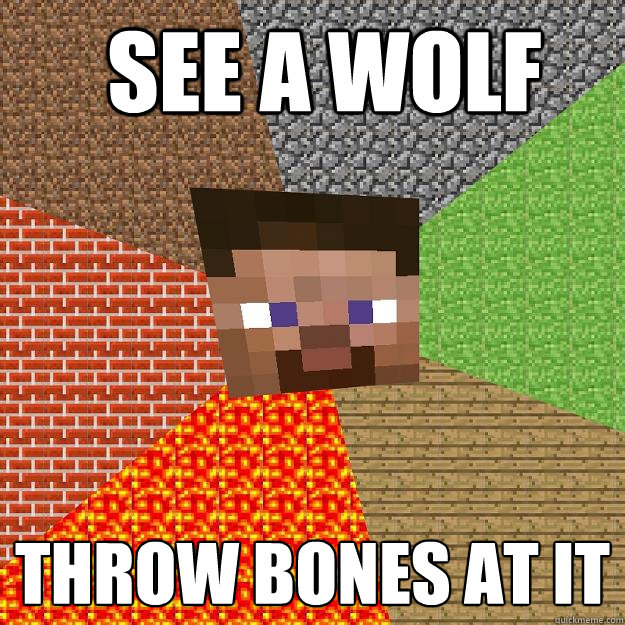 SEE A WOLF THROW BONES AT IT  Minecraft