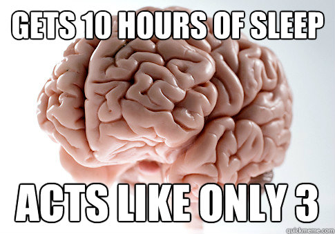 Gets 10 Hours of Sleep Acts like only 3  Scumbag Brain