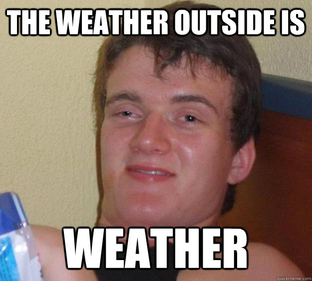 The weather outside is  weather  10 Guy