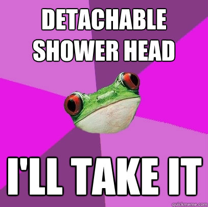 Detachable shower head I'll take it  Foul Bachelorette Frog