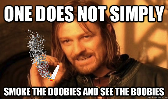 One does not simply smoke the doobies and see the boobies   