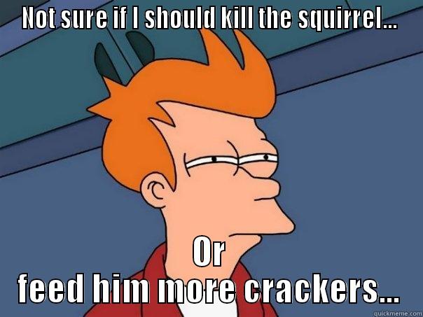 NOT SURE IF I SHOULD KILL THE SQUIRREL... OR FEED HIM MORE CRACKERS... Futurama Fry