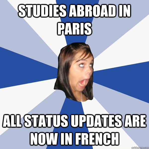 Studies Abroad in Paris All status updates are now in french  Annoying Facebook Girl