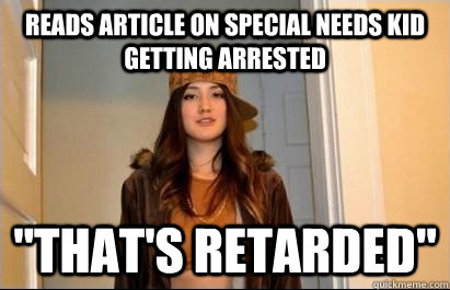 Reads Article on special needs kid getting arrested 