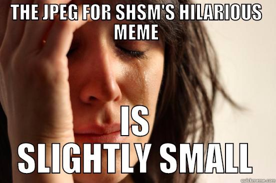 THE JPEG FOR SHSM'S HILARIOUS MEME IS SLIGHTLY SMALL First World Problems