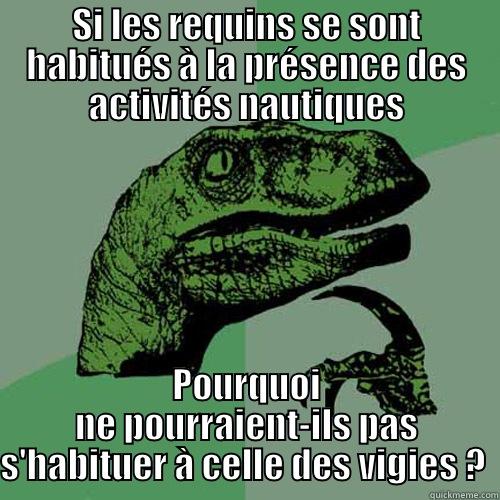 Mmmmmmh mmh - SI LES REQUINS SE SONT HABITUÉS À LA PRÉSENCE DES ACTIVITÉS NAUTIQUES POURQUOI NE POURRAIENT-ILS PAS S'HABITUER À CELLE DES VIGIES ?  Philosoraptor