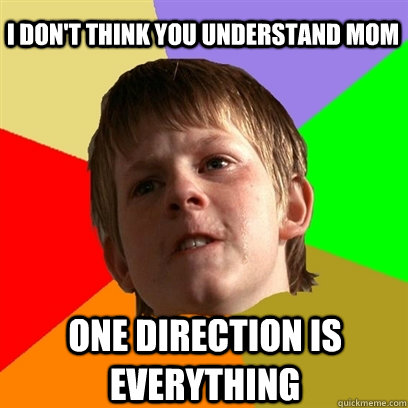 I don't think you understand mom one direction is everything  Angry School Boy