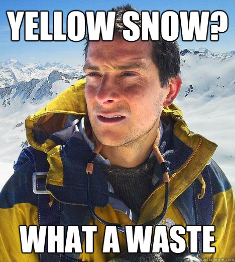 Yellow Snow? what a waste  Bear Grylls