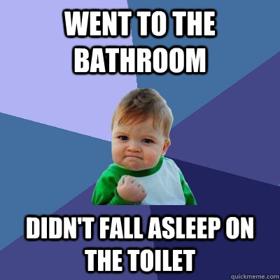 Went to the bathroom Didn't fall asleep on the toilet  Success Kid