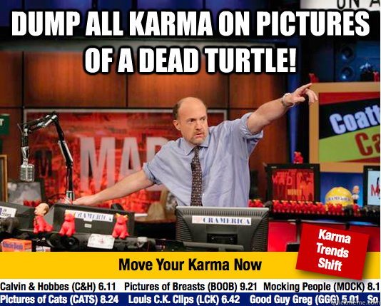 DUMP ALL KARMA ON PICTURES OF A DEAD TURTLE!  - DUMP ALL KARMA ON PICTURES OF A DEAD TURTLE!   Mad Karma with Jim Cramer