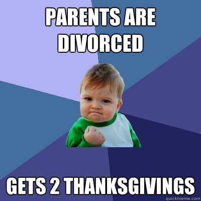 parents are divorced gets 2 thanksgivings  Success Kid