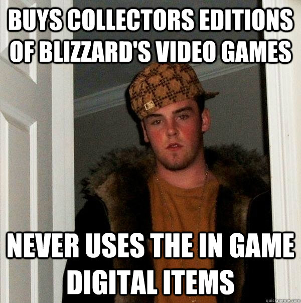 Buys collectors editions of blizzard's video games never uses the in game digital items  Scumbag Steve