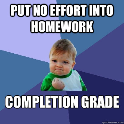Put no effort into homework completion grade - Put no effort into homework completion grade  Success Kid