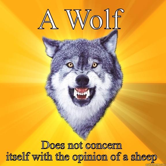 A WOLF DOES NOT CONCERN ITSELF WITH THE OPINION OF A SHEEP Courage Wolf