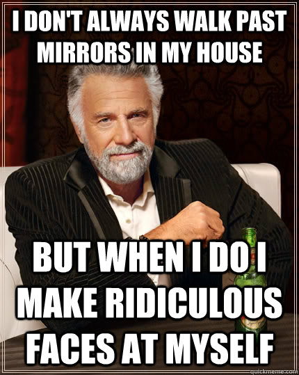 i don't always walk past mirrors in my house but when i do i make ridiculous faces at myself - i don't always walk past mirrors in my house but when i do i make ridiculous faces at myself  The Most Interesting Man In The World