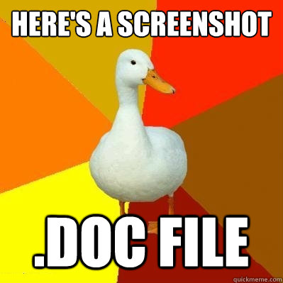 here's a screenshot .doc file  Tech Impaired Duck