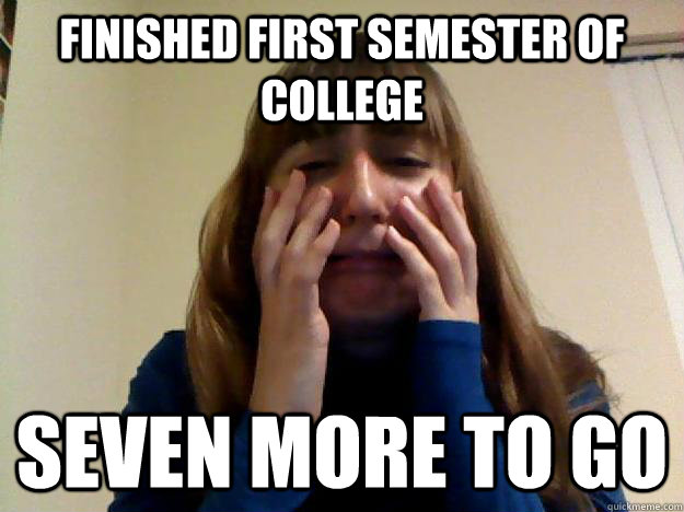 finished first semester of college seven more to go - finished first semester of college seven more to go  Crying Girl