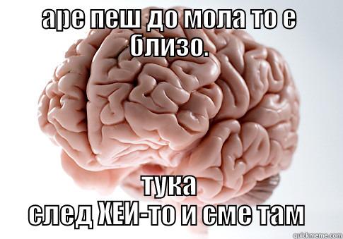 АРЕ ПЕШ ДО МОЛА ТО Е БЛИЗО. ТУКА СЛЕД ХЕИ-ТО И СМЕ ТАМ  Scumbag Brain