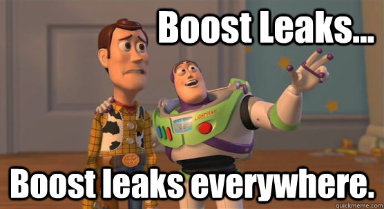 Boost Leaks... Boost leaks everywhere.  Toy Story Everywhere