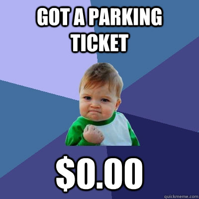 got a parking ticket $0.00  Success Kid