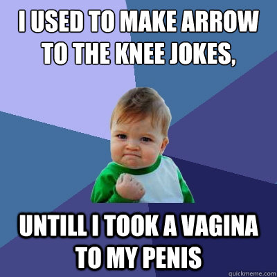 I used to make arrow to the knee﻿ jokes,   untill I took a vagina to my penis  Success Kid