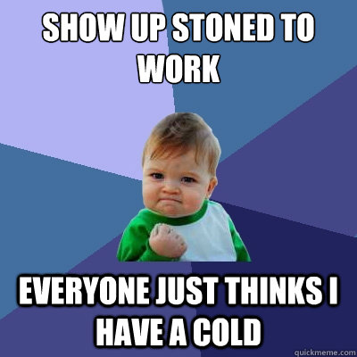 show up stoned to work everyone just thinks i have a cold  Success Kid