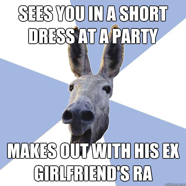 sees you in a short dress at a party makes out with his ex girlfriend's ra  Jackass Boyfriend