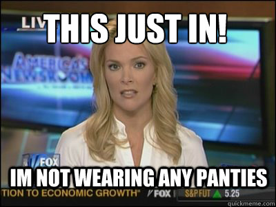 this just in! im not wearing any panties  Megyn Kelly