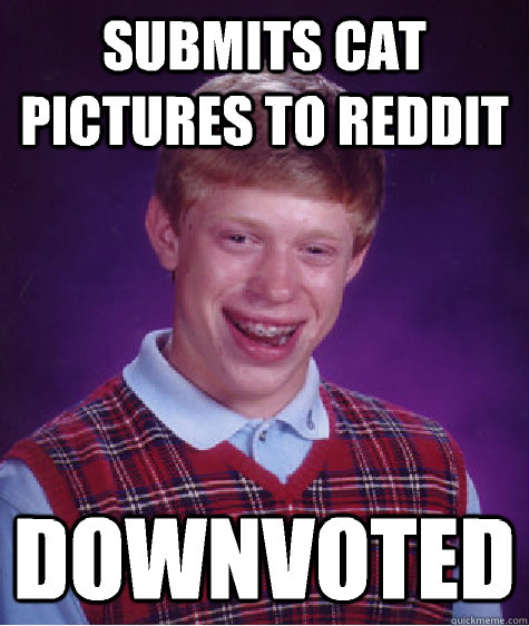 Submits cat pictures to Reddit Downvoted - Submits cat pictures to Reddit Downvoted  Bad Luck Brian