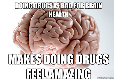 DOING DRUGS IS BAD FOR BRAIN HEALTH MAKES DOING DRUGS FEEL AMAZING - DOING DRUGS IS BAD FOR BRAIN HEALTH MAKES DOING DRUGS FEEL AMAZING  Scumbag Brain