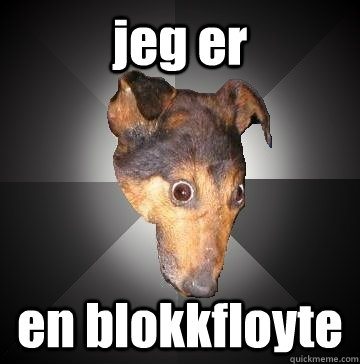 jeg er  en blokkfloyte  Depression Dog