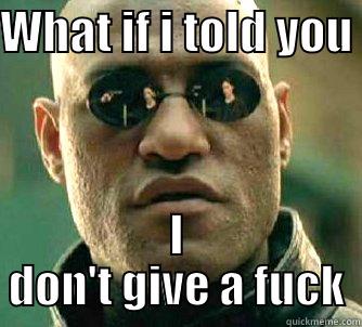 WHAT IF I TOLD YOU  I DON'T GIVE A FUCK Matrix Morpheus