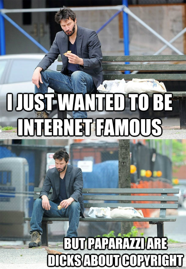 I just wanted to be internet famous but paparazzi are dicks about copyright   Sad Keanu