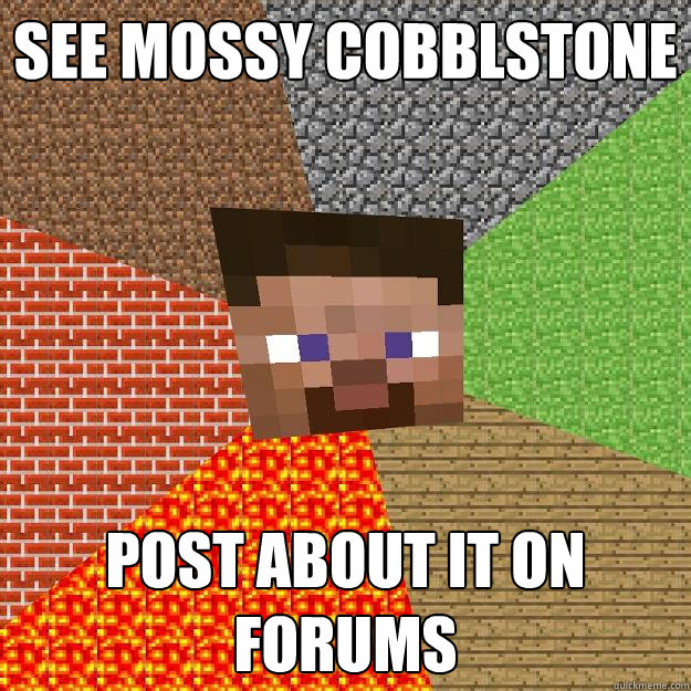 see mossy cobblstone post about it on forums  Minecraft