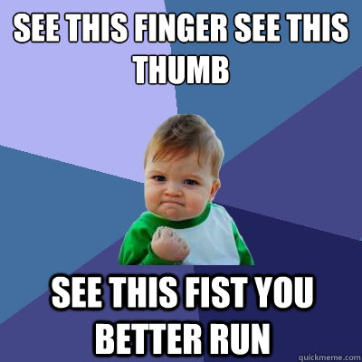 see this finger see this thumb see this fist you better run - see this finger see this thumb see this fist you better run  Success Kid