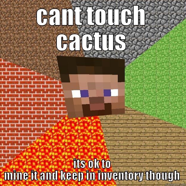 touching the cactus - CANT TOUCH CACTUS ITS OK TO MINE IT AND KEEP IN INVENTORY THOUGH Minecraft