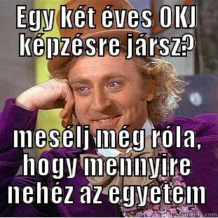 EGY KÉT ÉVES OKJ KÉPZÉSRE JÁRSZ? MESÉLJ MÉG RÓLA, HOGY MENNYIRE NEHÉZ AZ EGYETEM Condescending Wonka