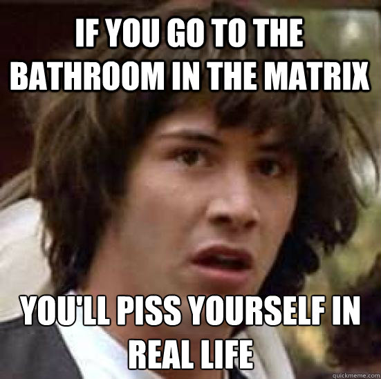 if you go to the bathroom in the matrix you'll piss yourself in real life  conspiracy keanu