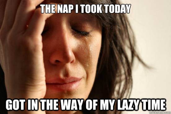 The nap i took today got in the way of my lazy time  First World Problems