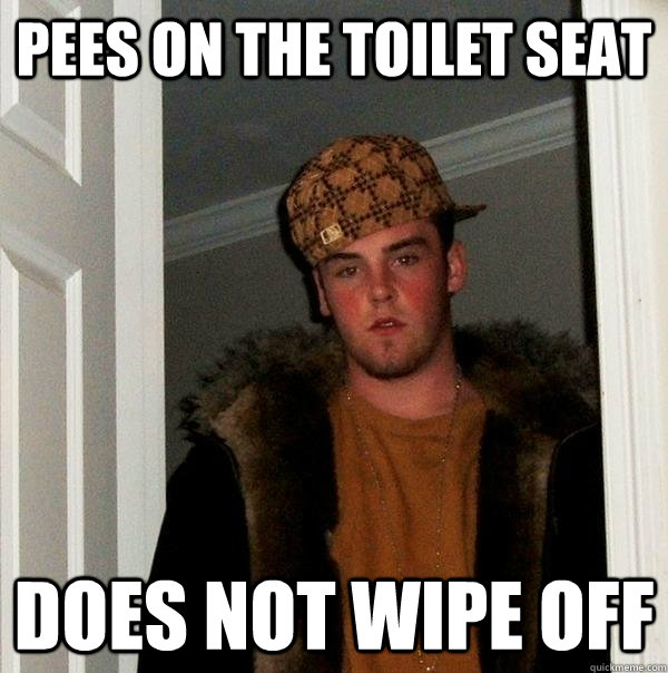 Pees on the toilet seat does not wipe off - Pees on the toilet seat does not wipe off  Scumbag Steve