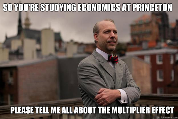 So you're studying economics at princeton  please tell me all about the multiplier effect  