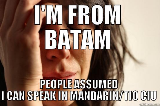 I'M FROM BATAM PEOPLE ASSUMED I CAN SPEAK IN MANDARIN/TIO CIU First World Problems