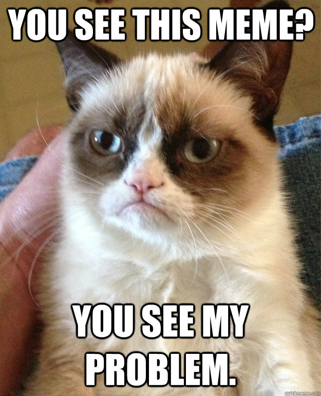 You see this meme? You see my problem.  Grumpy Cat