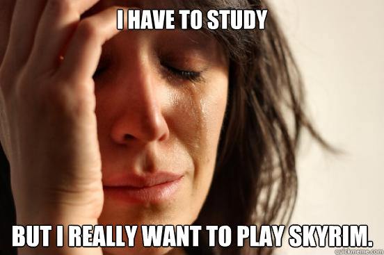 I have to study But i really want to play skyrim.  First World Problems